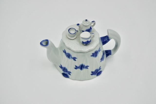 Theepot &ndash; porselein blauw-wit