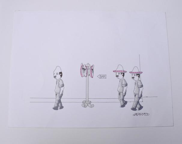 Dadara &ndash; originele tekening &ndash; stift en fluo