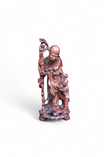Hong Kong &ndash; Shou Xing &ndash; houten sculptuur