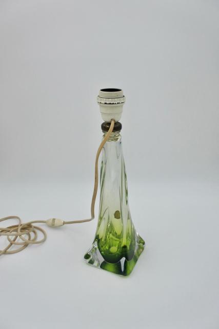 Mid-century tafellamp kristal groen Val Saint Lambert 1950's