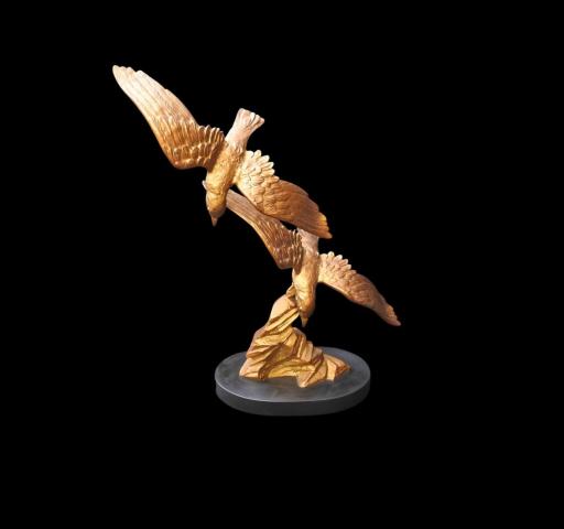 Gilded bronze &ndash; 2 seagulls in dive &ndash; E. Tissot